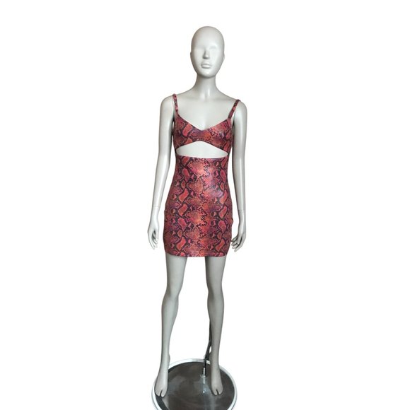 Revolve Hours Red and Black Snakeprint Mini Dress - Picture 3 of 7